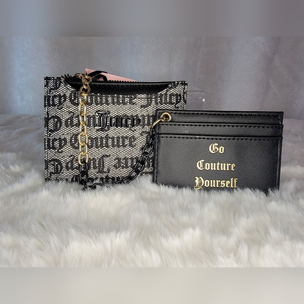 Juicy Couture Black Beige w/black & gold tone hardware Can't Tame Her Bifold